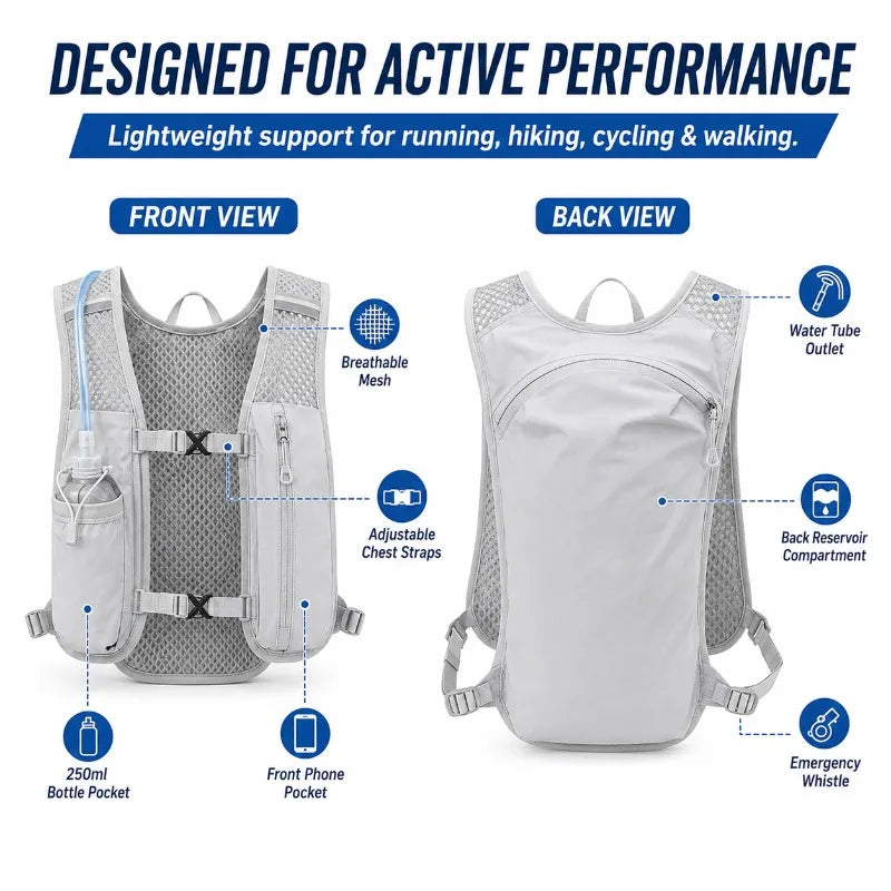 Lightweight Hydration Vest | Running & Hiking Backpack Hydration Running Vest QXL