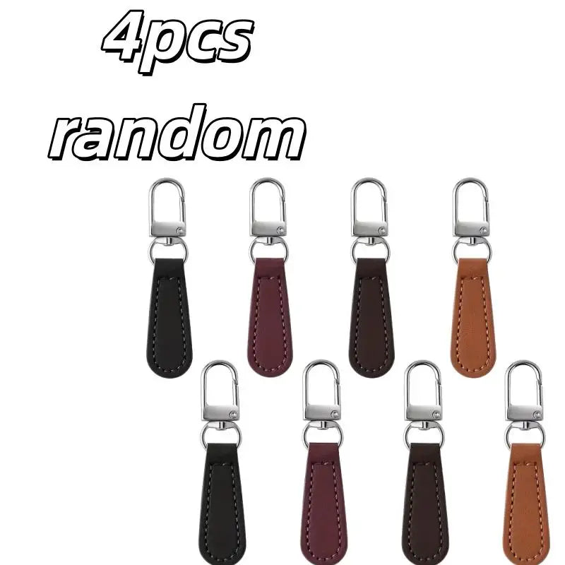 4-Pack Leather & Metal Zipper Pulls – Detachable, 4 Colors, 69mm Zipper Pulls QXL 4pcs random