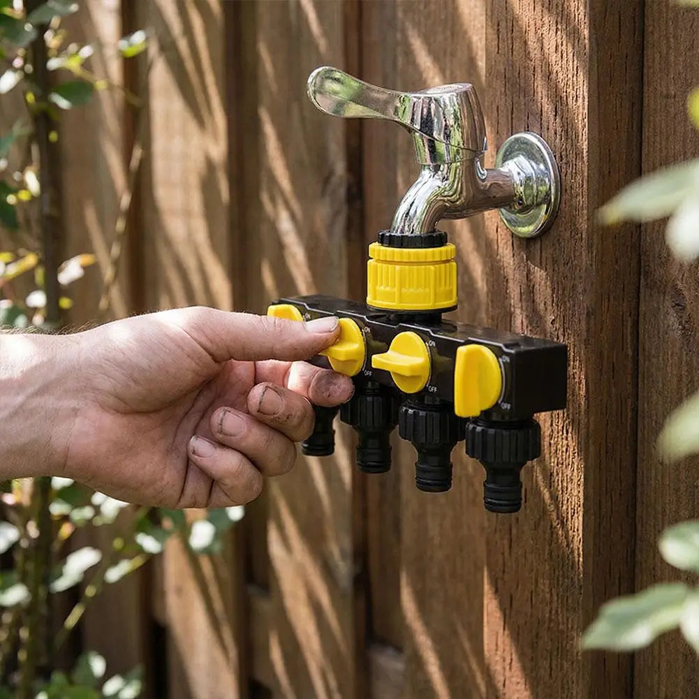 4-Way Garden Hose Splitter | 1 In 4 Out Water Divider & Valves Garden Hose Splitter QXL