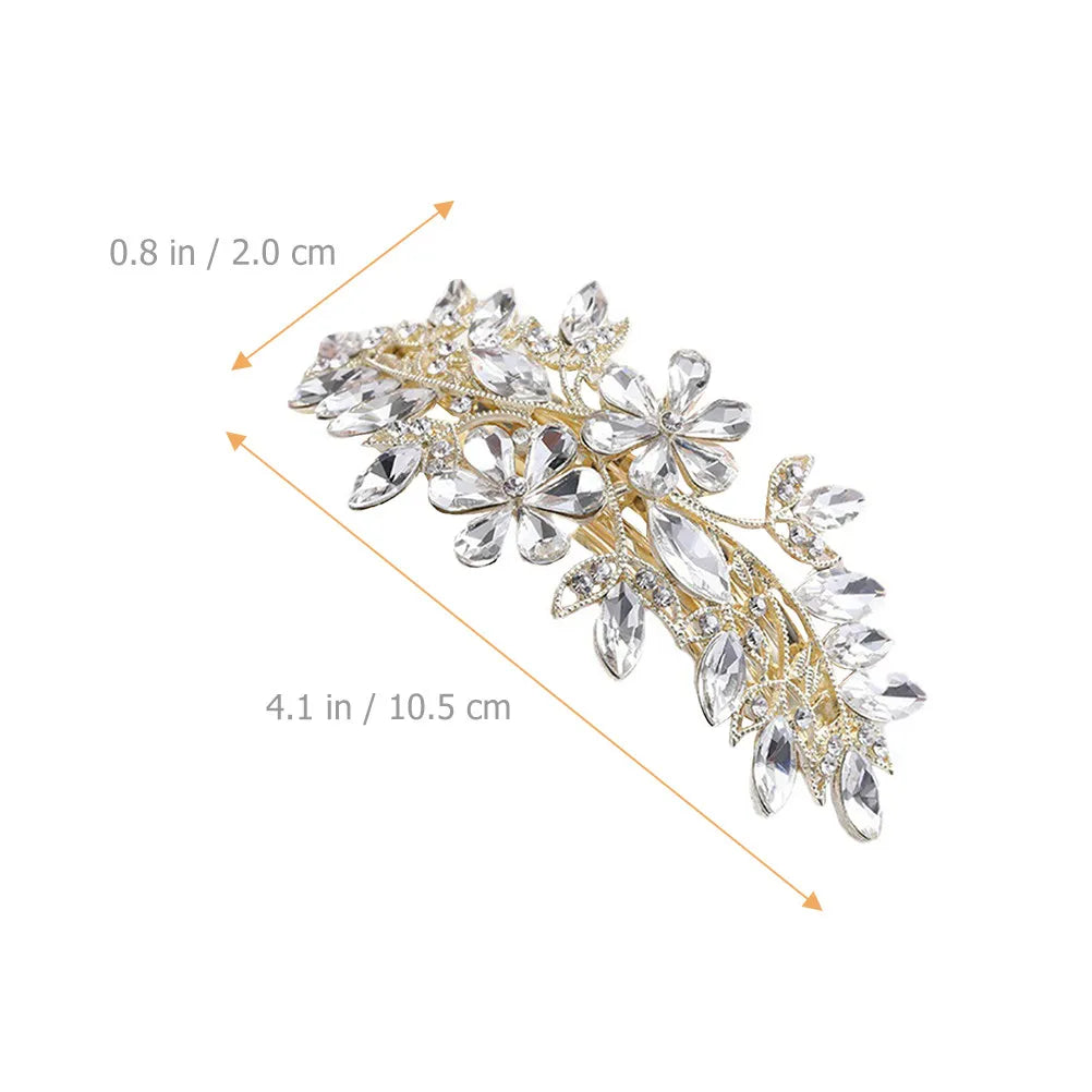 Crystal Flower Hair Clip | Rhinestone Barrette for Women Rhinestone Hair Barrette QXL