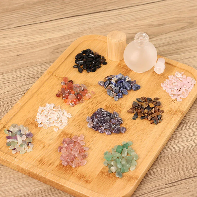 20ml Crystal Stone Roller Bottle | Jade Ball & Bamboo Lid Roller Perfume Bottle QXL
