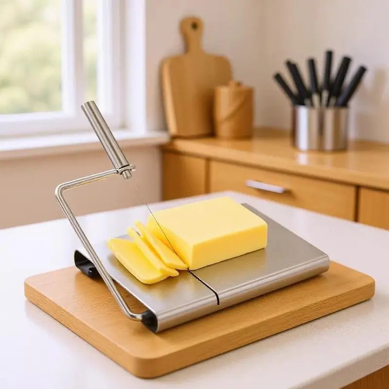 Stainless Steel Cheese Slicer Board with Wire | Kitchen Tool Cheese Slicer Board QXL