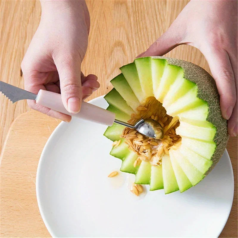Double-Ended Melon Baller & Fruit Scoop – Stainless Steel Melon Baller Tool QXL