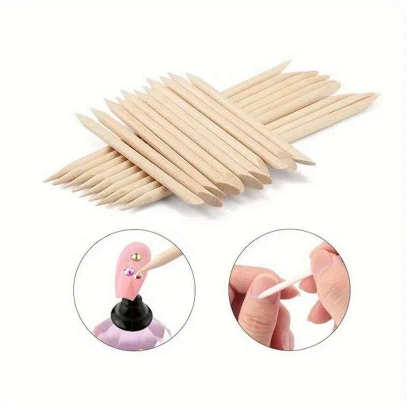 Orange Wood Cuticle Pusher Sticks | Nail Manicure & Gel Art Cuticle Pusher Sticks QXL