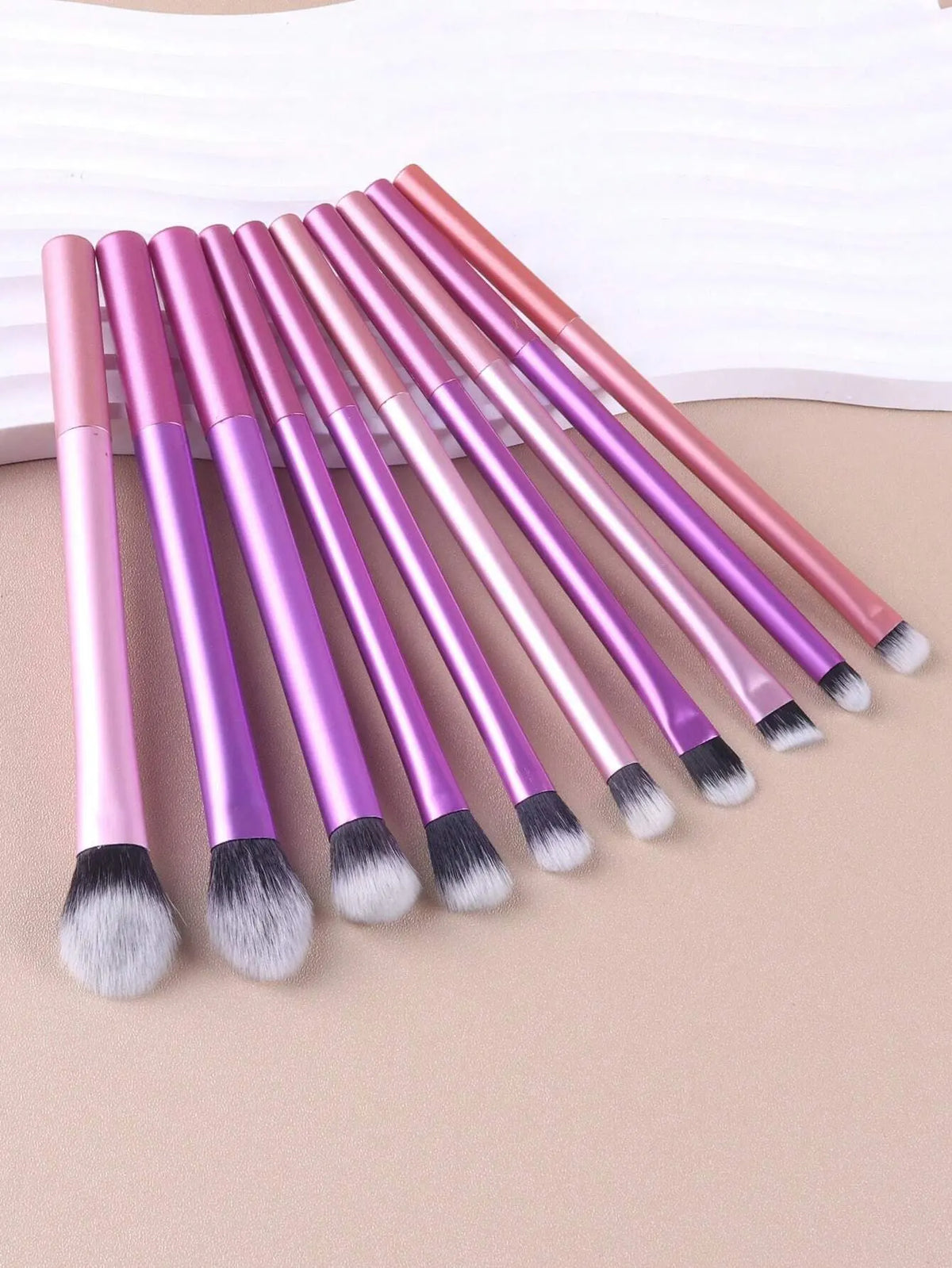 10-Piece Multicolor Fiber Eyeshadow Makeup Brush Set Makeup Brush Set QXL