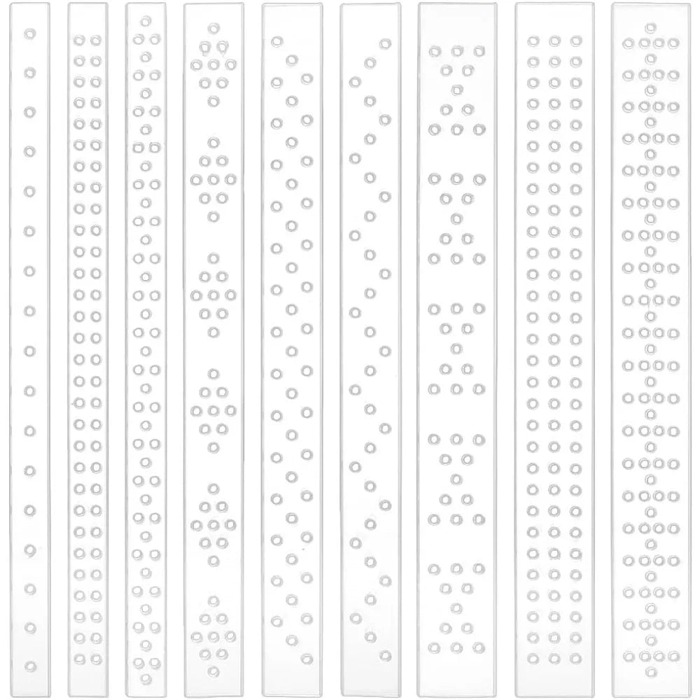 9-Pc Acrylic Leather Punch Spacing Templates | 3 Widths Leather Craft Template QXL