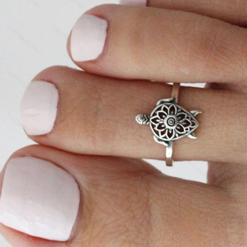 Sea Turtle Adjustable Toe Ring | Boho Beach Foot Jewelry Toe Ring QXL