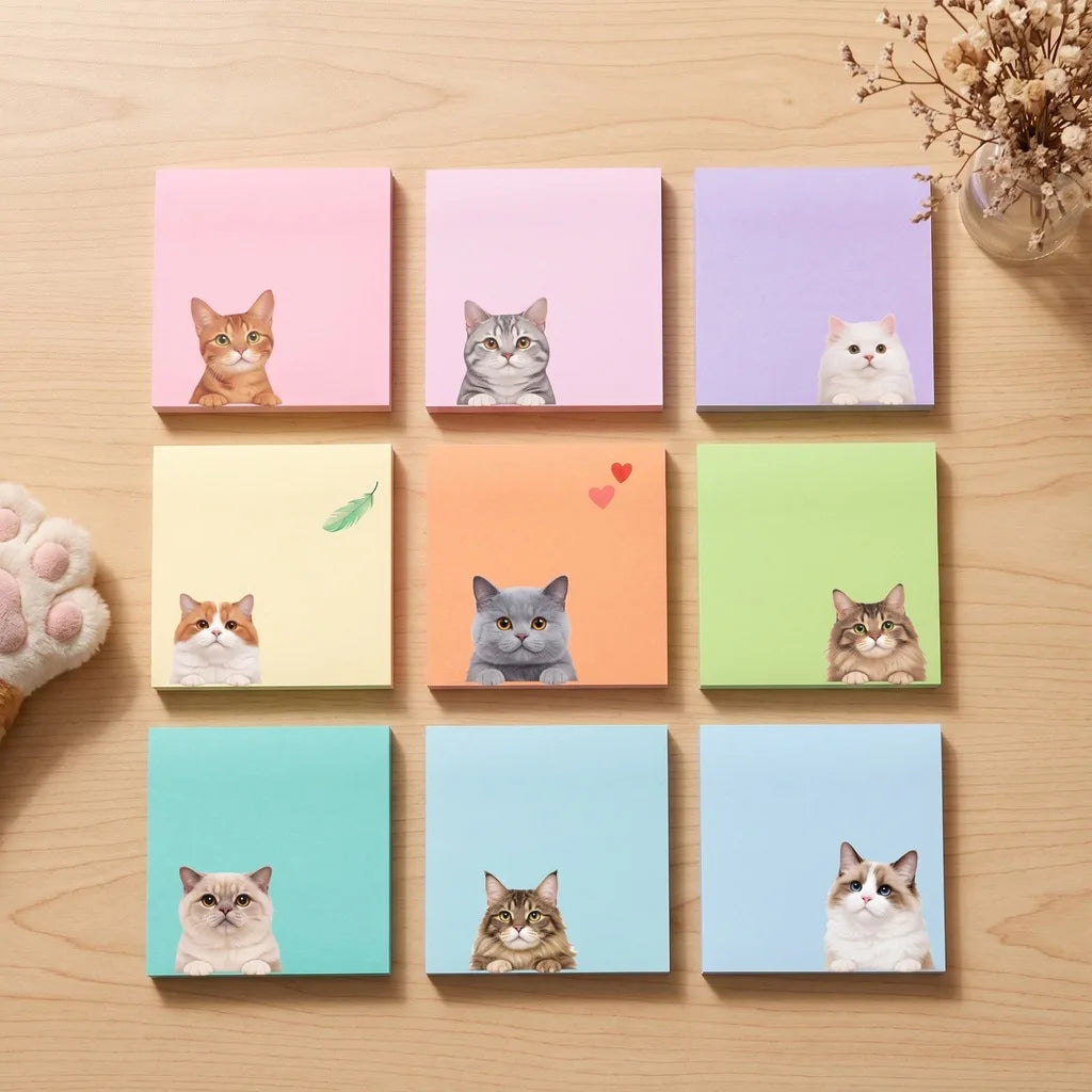 9-Pack Cute Printed Sticky Notes | 50 Sheets Per Pad Sticky Memo Pads QXL A