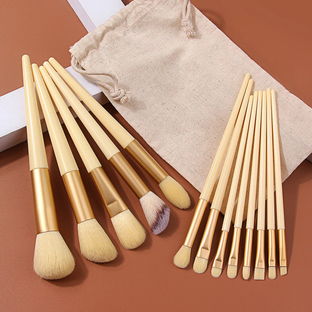 14-Pc Soft Makeup Brush Set with Drawstring Pouch | KOSSHOW Makeup Brush Set QXL