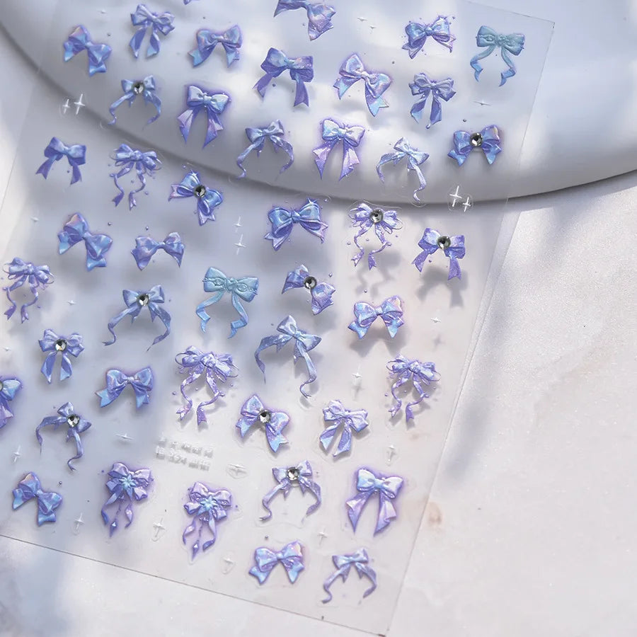 5D Aurora Bow Nail Art Stickers | Kawaii Ribbon Decals Nail Art Stickers QXL