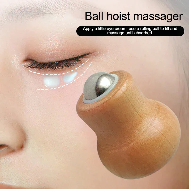 Wooden Facial Massage Roller | Iron Ball Hot & Cold Face Tool Facial Massage Roller QXL