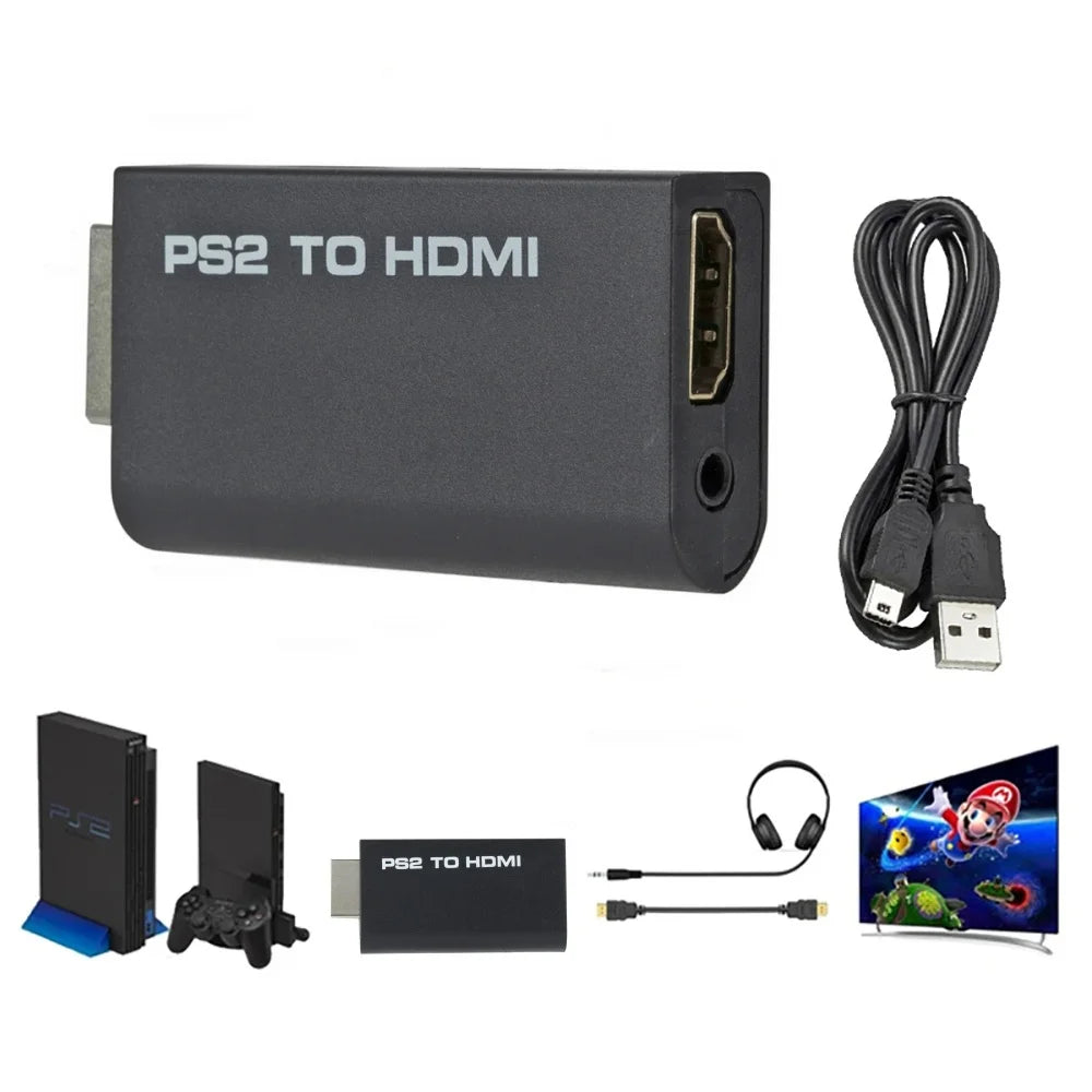 PS2 to HDMI Adapter 1080P Full HD | 3.5mm Audio for PlayStation 2 Game Console Adapter QXL
