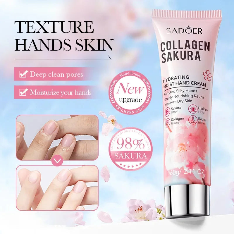 SADOER Sakura Collagen Hand Cream Moisturizing & Brightening 60g Hand Cream QXL