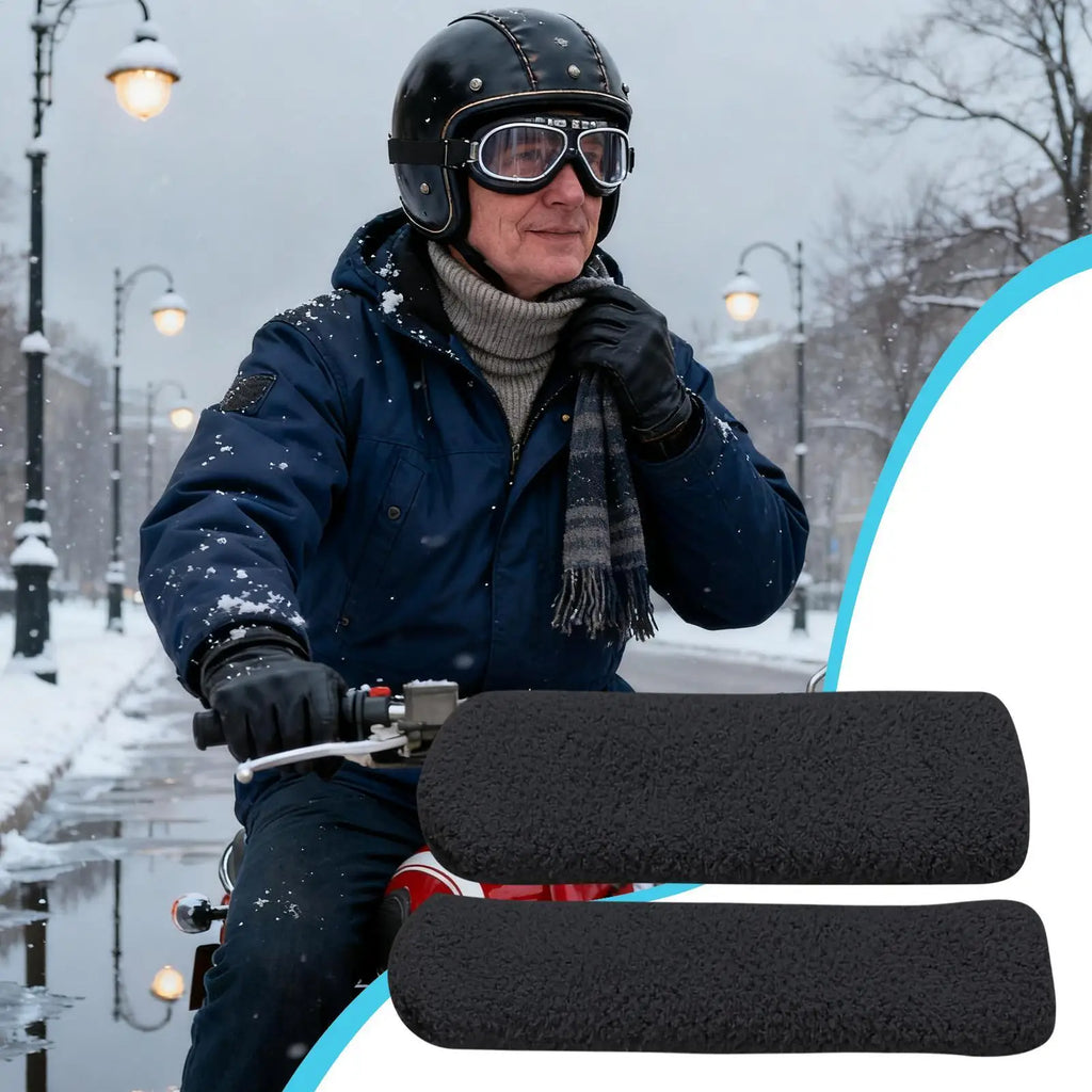 Plush Motorcycle Handlebar & Brake Lever Cover Set | Winter Handlebar Cover Set QXL