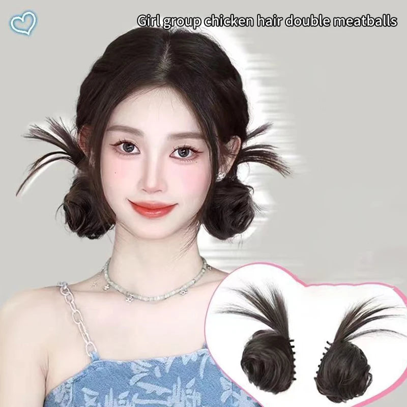 Synthetic Curly Hair Bun Clip – Elastic Scrunchy Ponytail Piece Hair Bun Clip QXL