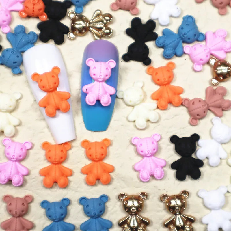 20-Pack 3D Kawaii Bear Resin Nail Art Charms | DIY Nail Decor 3D Nail Art Charms QXL