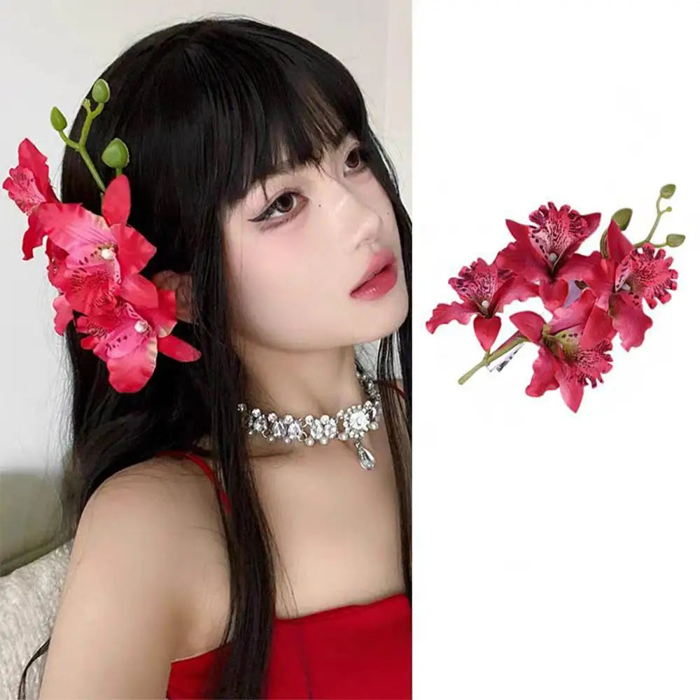Orchid Flower Fairy Hairpin | Floral Barrette Women & Girls Floral Hair Barrette QXL