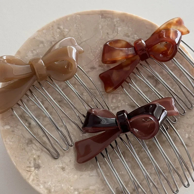 7-Teeth Acetate Bow Hair Comb Clip | Women's Styling Hairpin Hair Comb Clip QXL