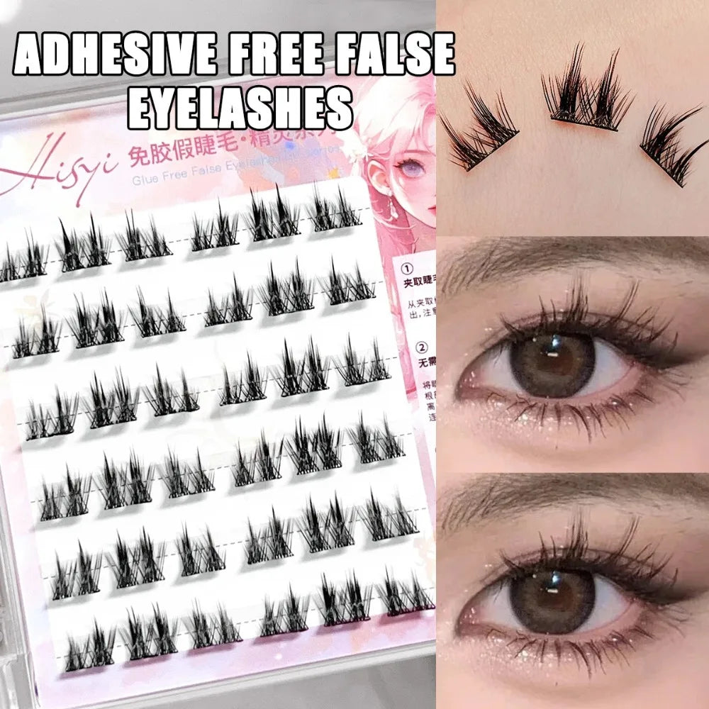 Glue-Free Cluster False Lashes – Natural Voluminous Individual Lashes False Eyelash Clusters QXL