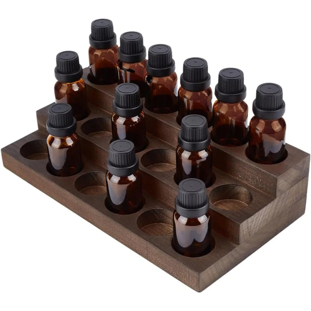 3-Tier 18-Slot Wooden Essential Oil Display Stand Organizer Essential Oil Organizer QXL