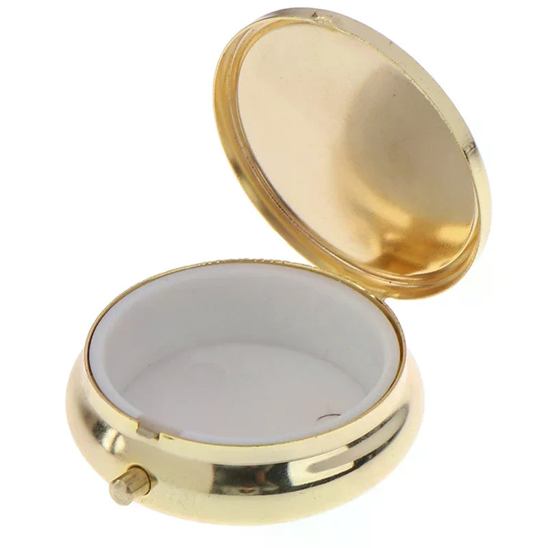 Metal Pill Box Organizer | Compact Round Medicine Case Pill Box Organizer QXL