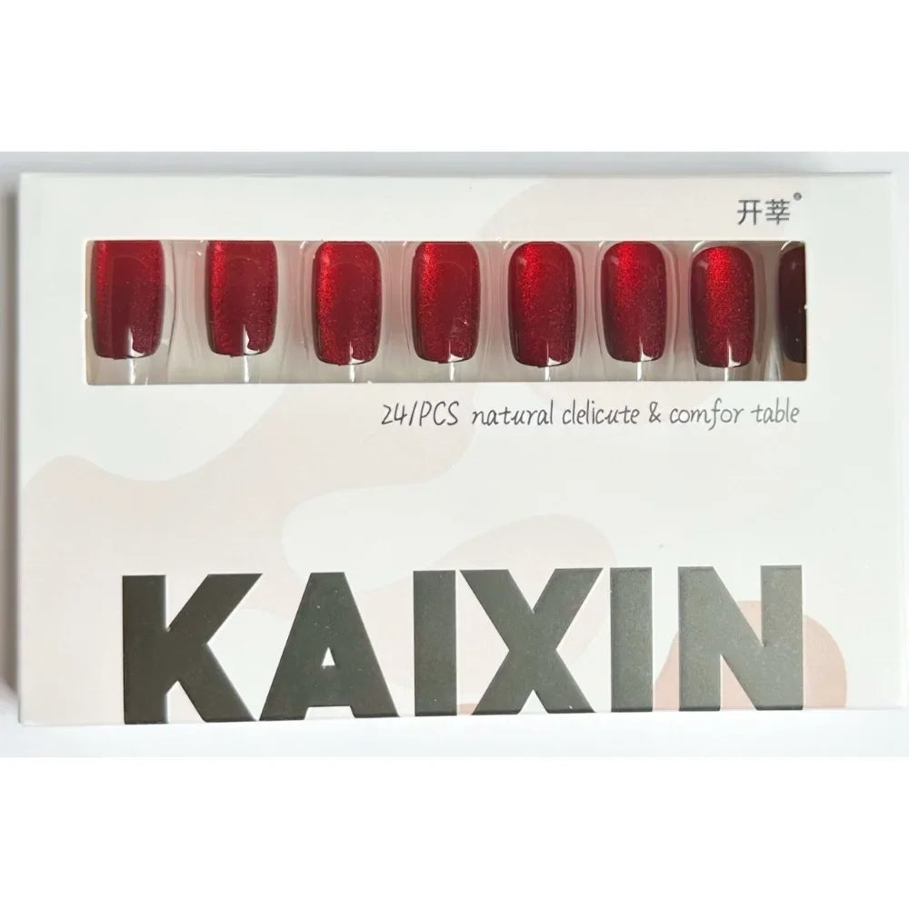 Cat's Eye French Press-On Nails 24pc | Square Full Cover Set Press-On Nails QXL