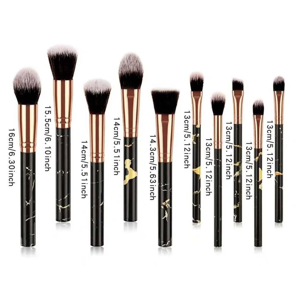 10-Piece Makeup Brush Set | Powder, Eyeshadow & Blush Kit Makeup Brush Set QXL