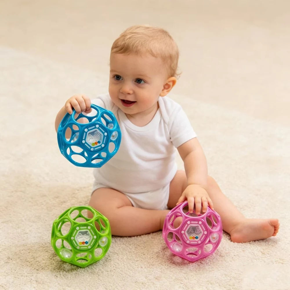 Baby Hollow Sensory Rattle Ball – Hand-Eye Coordination Toy Baby Sensory Toy QXL