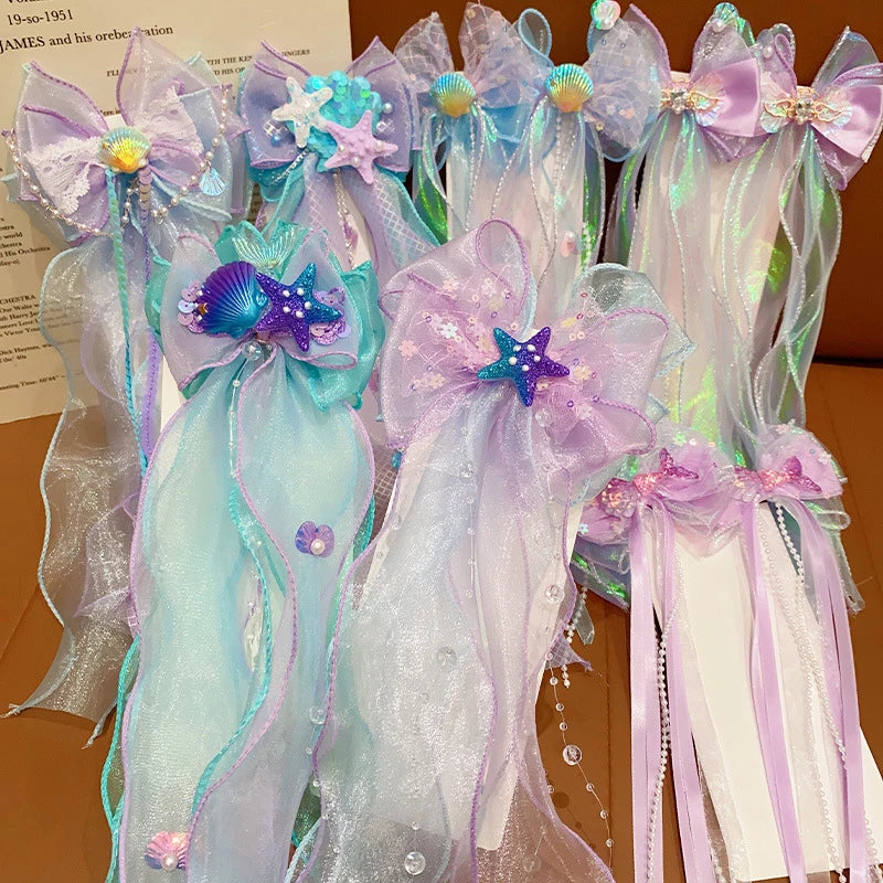 Mermaid Princess Hair Clip | Girls' Bow Braided Hairpin Hair Clip Accessory QXL