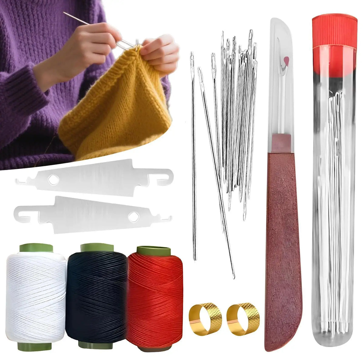 37-Piece Hand Sewing Kit – Needles, Thread & Tools Set Hand Sewing Kit QXL