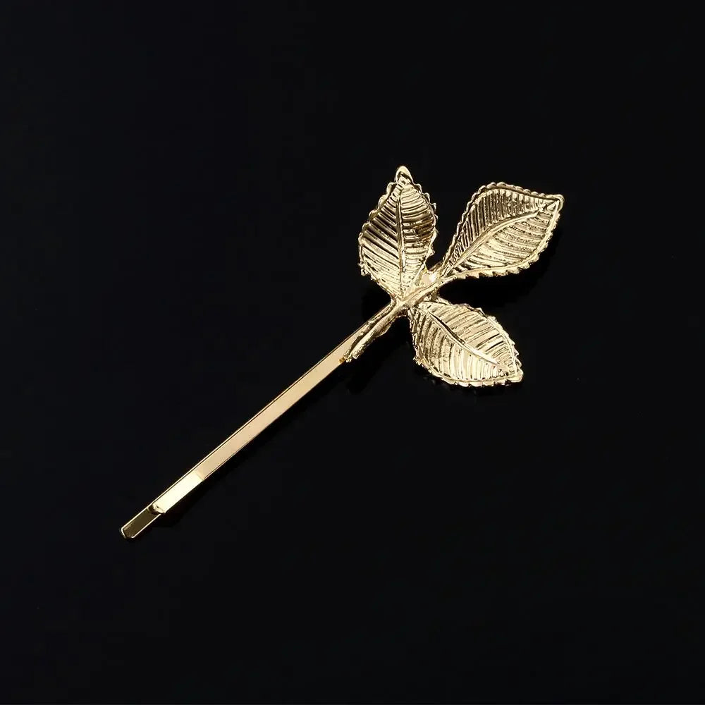 Metal Leaf Hair Clip Barrette | Elegant Bridal Bobby Pin Hair Clip Barrette QXL Style A