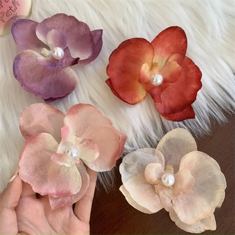 Phalaenopsis Flower Duckbill Hair Clip | Floral Bangs Clip Floral Hair Clip QXL