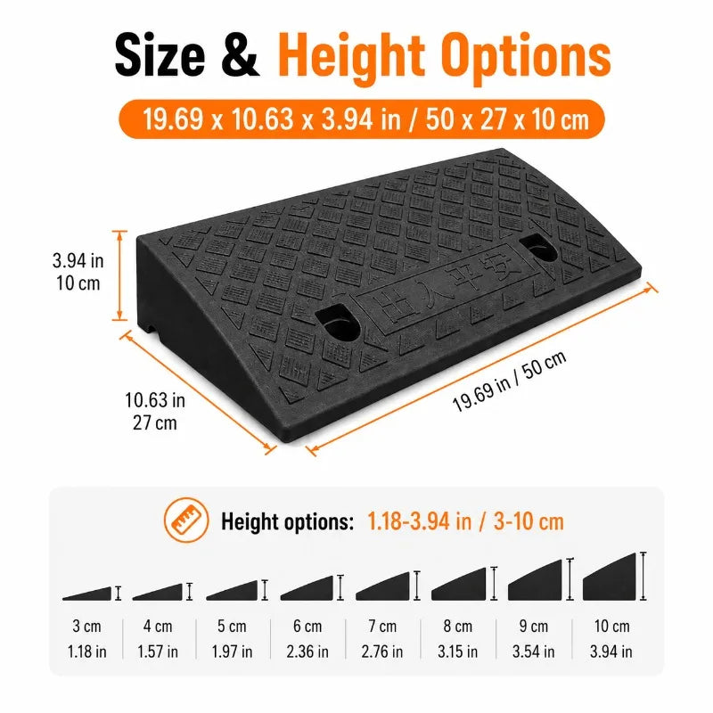 Portable Non-Slip Rubber Curb Ramp 3–10cm | Threshold Ramp Threshold Curb Ramp QXL