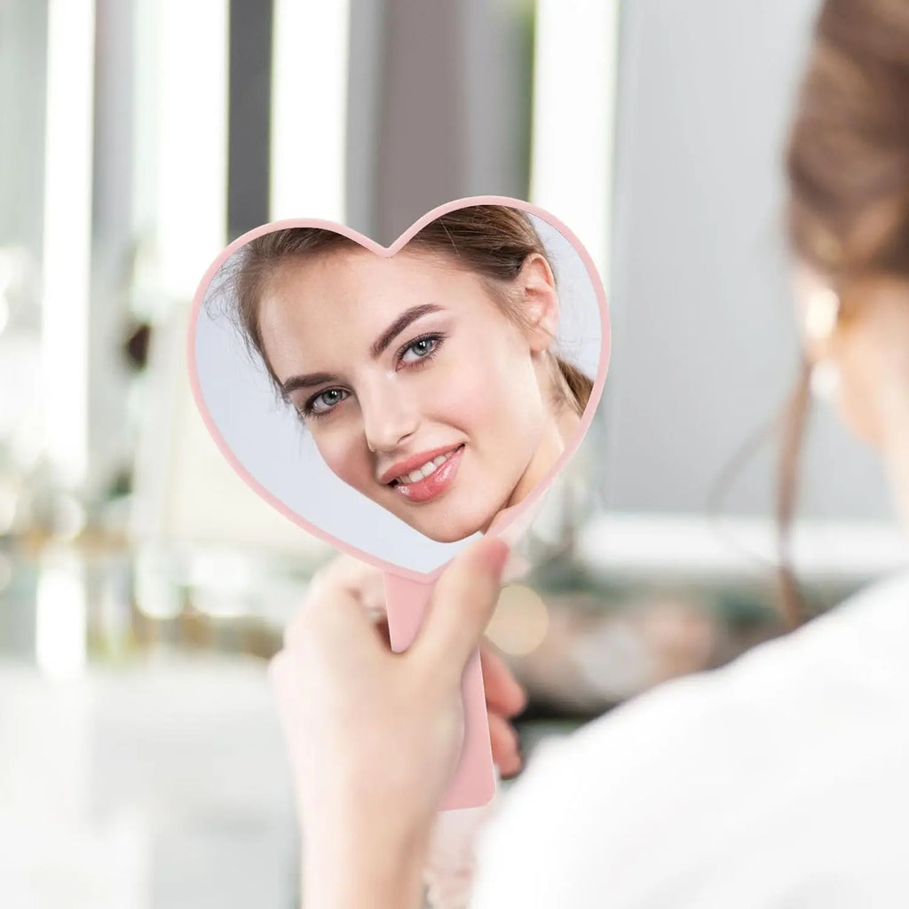 Heart-Shaped HD Eyelash Inspection Mirror | Handheld Vanity Handheld Vanity Mirror QXL