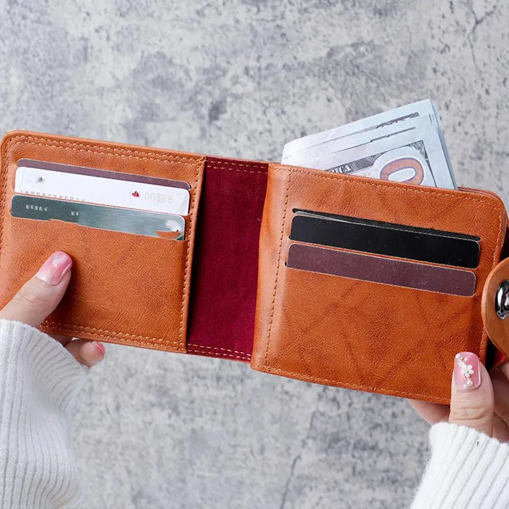 Men's PU Leather Bifold Wallet | Magnetic Buckle & Card Slots Men's Bifold Wallet QXL