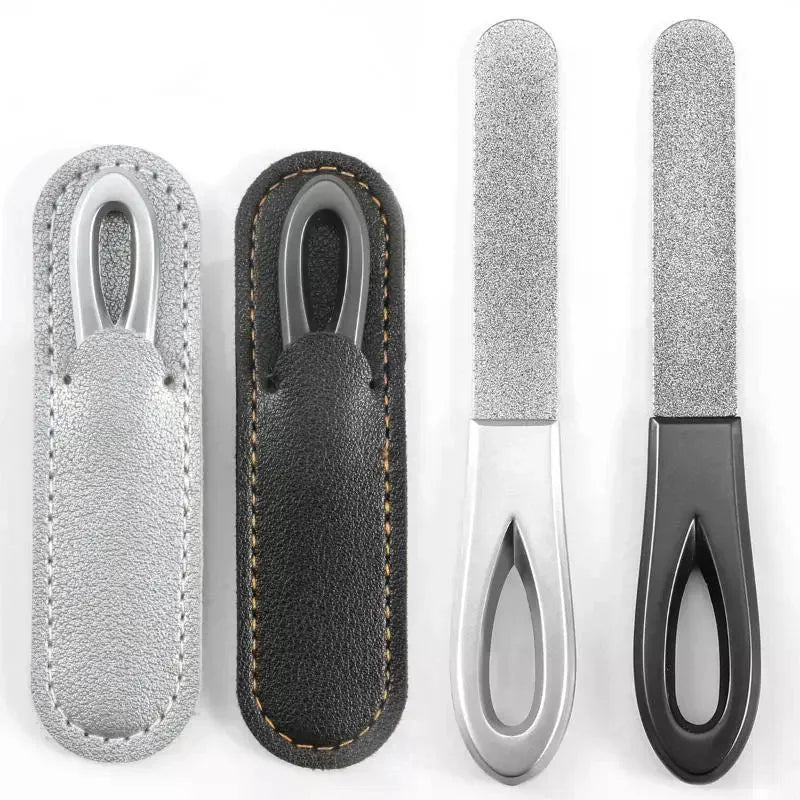 Stainless Steel Diamond Grit Nail File | Dual-Sided + Sleeve Diamond Nail File QXL
