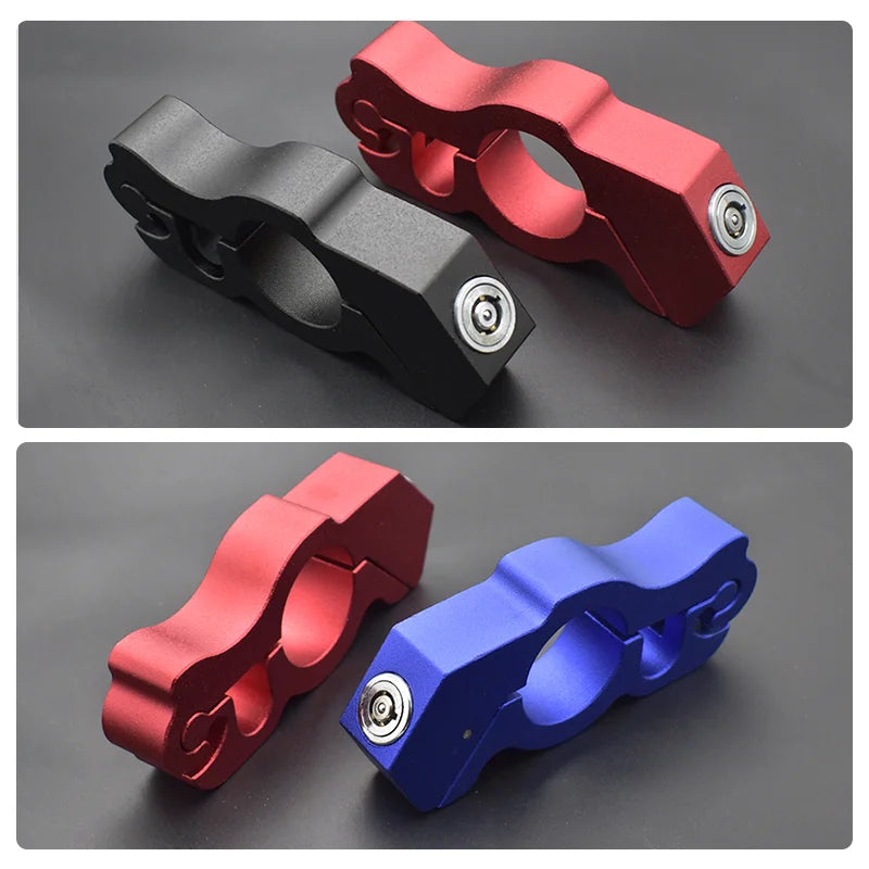 CNC Aluminium Motorbike Handlebar Grip Lock | Anti-Theft + Keys Motorcycle Security Lock QXL