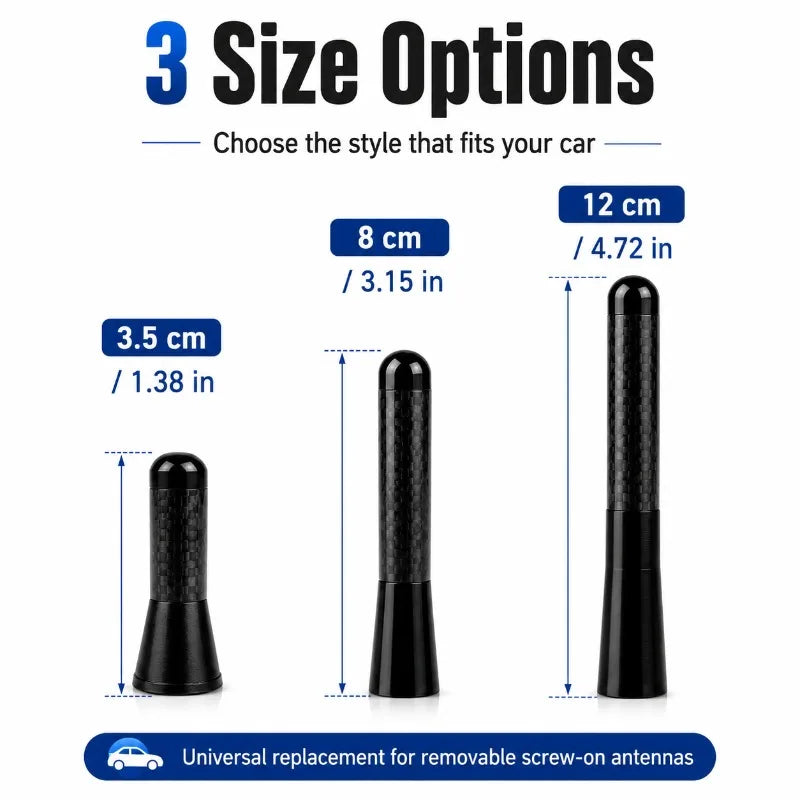 Carbon Fiber Short Car Antenna 3.5/8/12cm Screw-On Roof Aerial Car Roof Antenna QXL