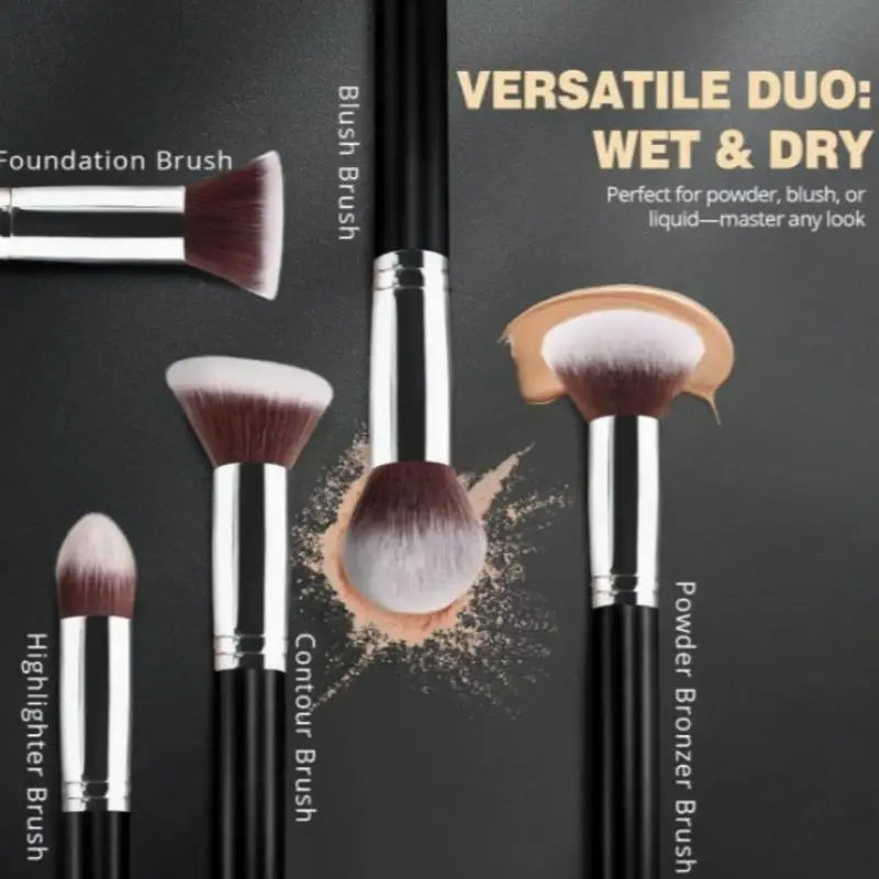 14-Piece Makeup Brush Set | Soft Synthetic Rose Gold Ferrule Makeup Brush Set QXL
