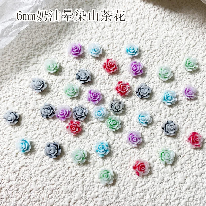 50-Pack 3D Kawaii Flower Nail Charms | Camellia & Rose Art Nail Art Charms QXL 50pcs