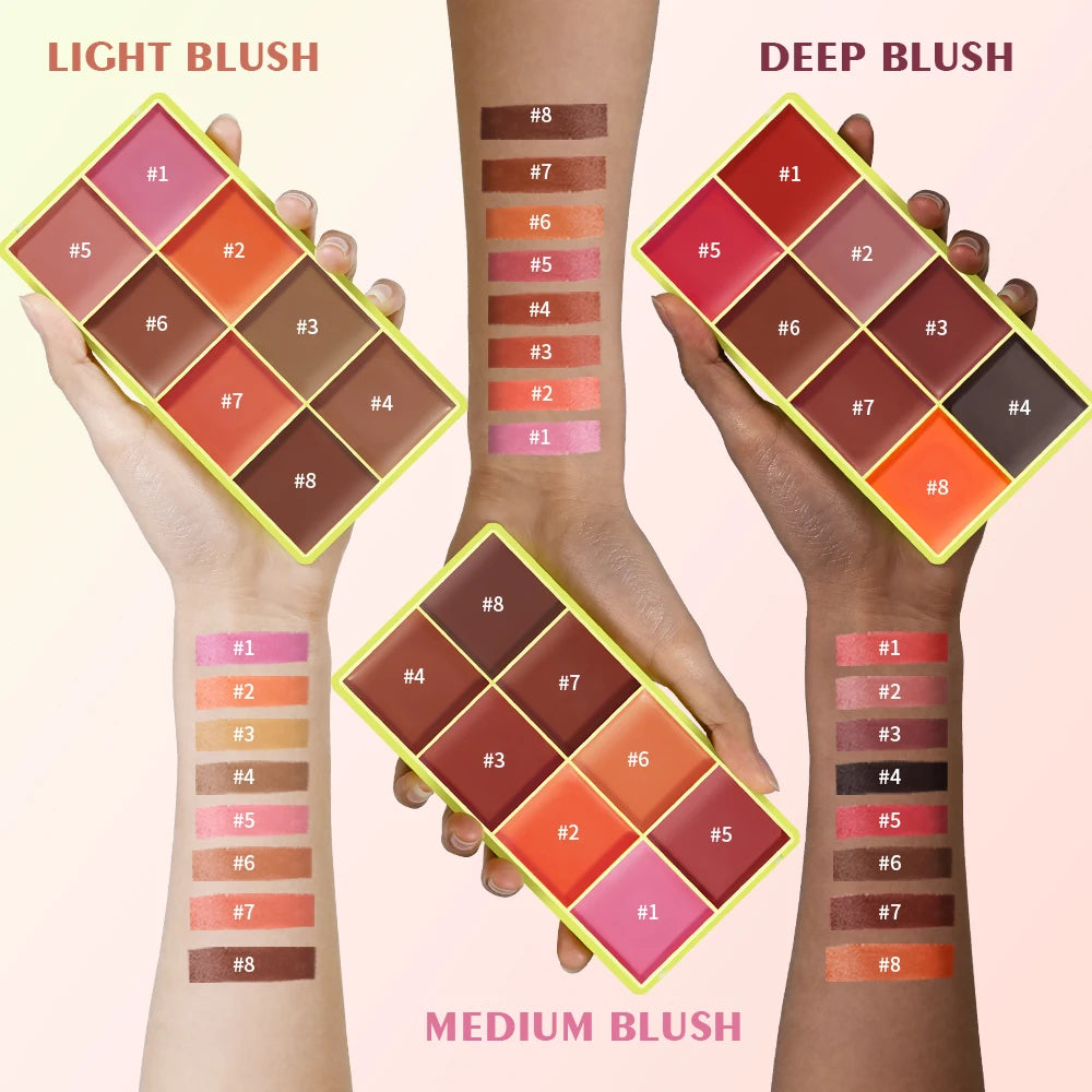 Lakerain 8-Color Cream Highlighter Palette | Matte & Shimmer Cream Highlighter Palette QXL