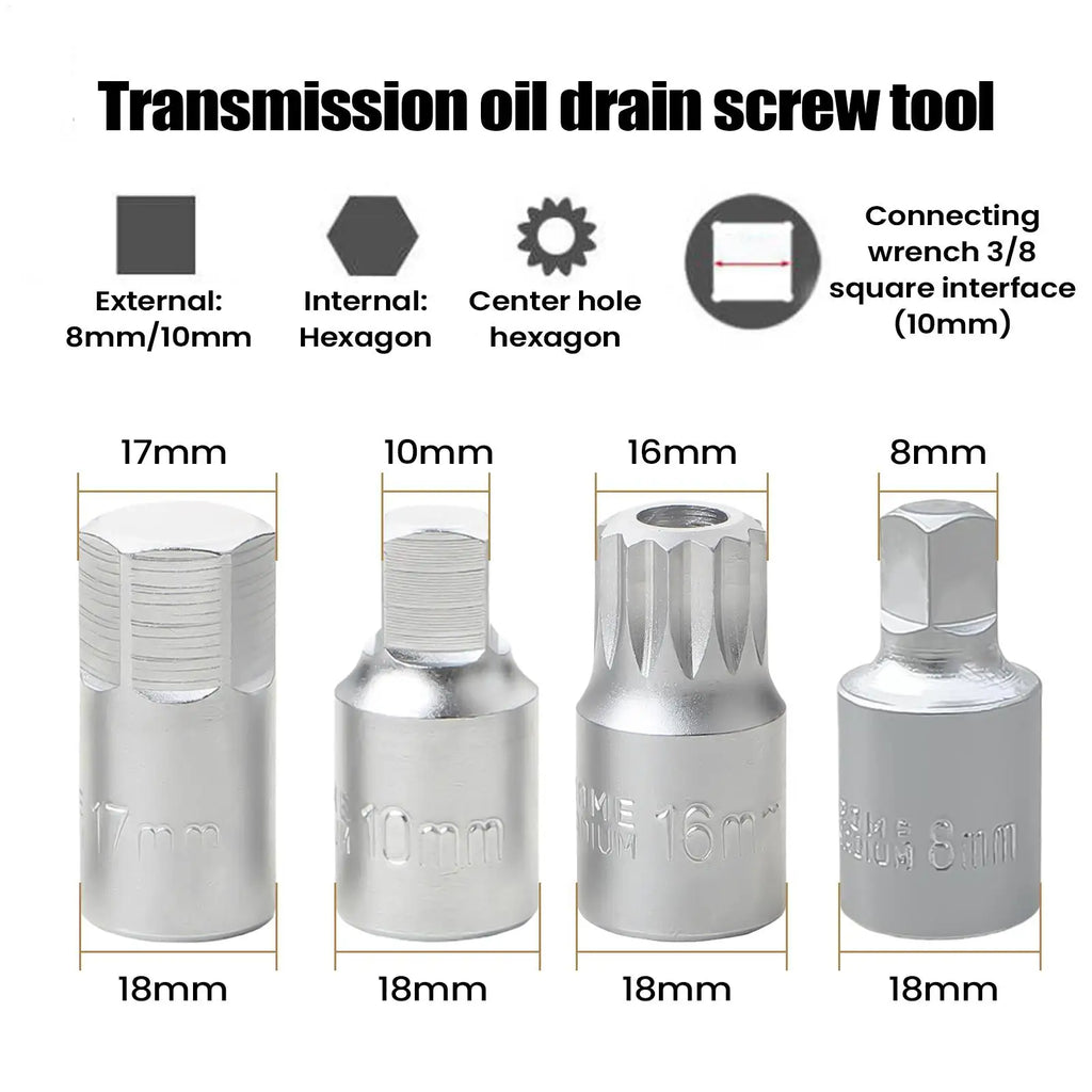 Oil Sump Drain Socket Wrench M16 H17 S8 S10 | 3/8" Drive Socket Wrench QXL