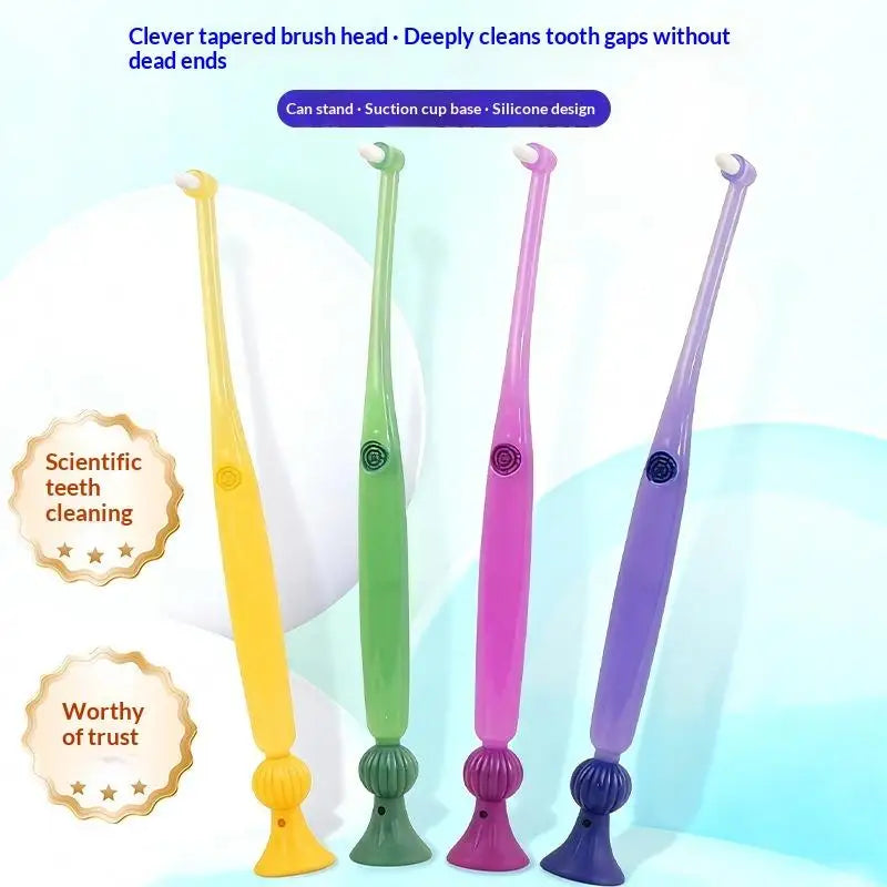 Single-Tufted Toothbrush with Suction Cup | Soft Bristle Small Head Manual Toothbrush QXL