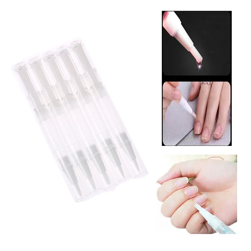 5-Pack 3ml Empty Twist Nail Oil Pens with Brush | Refillable Refillable Applicator Pen QXL