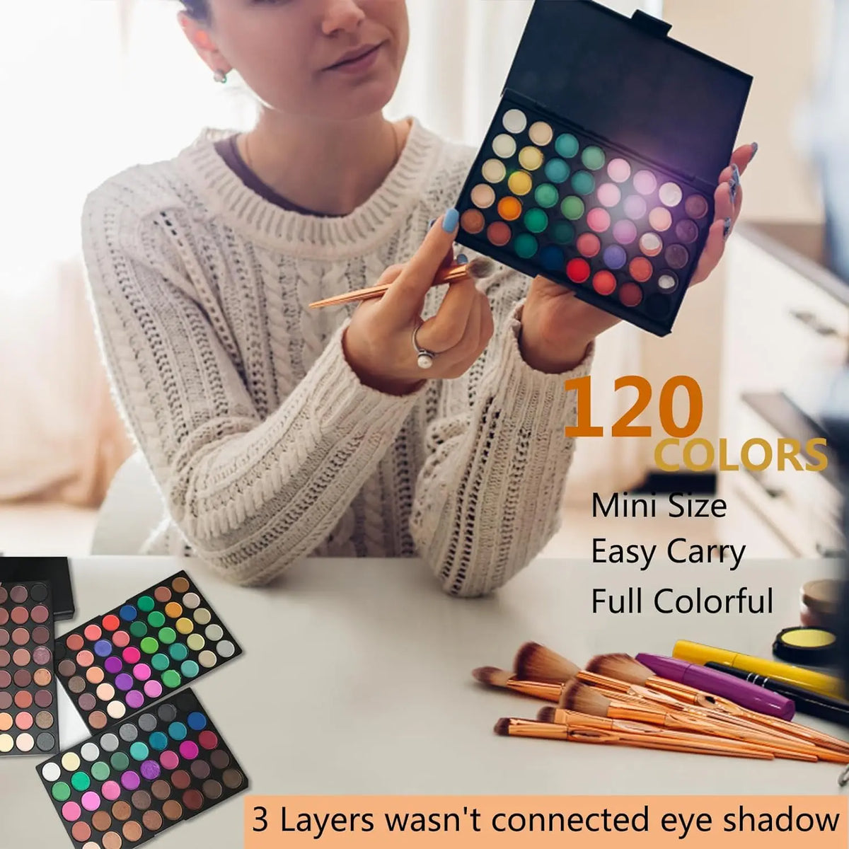 VERONNI 120-Color Eyeshadow Palette – Matte, Glitter & Shimmer Eyeshadow Palette QXL
