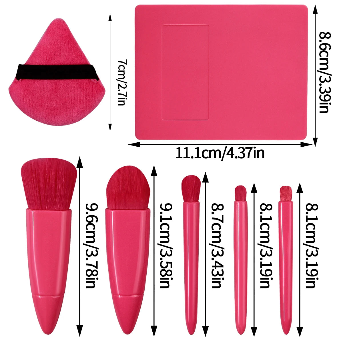 KOSSHOW 8-Pc Mini Travel Makeup Brush Set with Mirror Case Travel Makeup Brush Set QXL