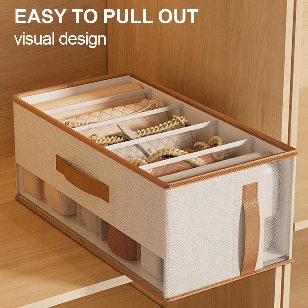 5-Grid Dustproof Handbag & Purse Storage Organizer Box Closet Bag Organizer QXL