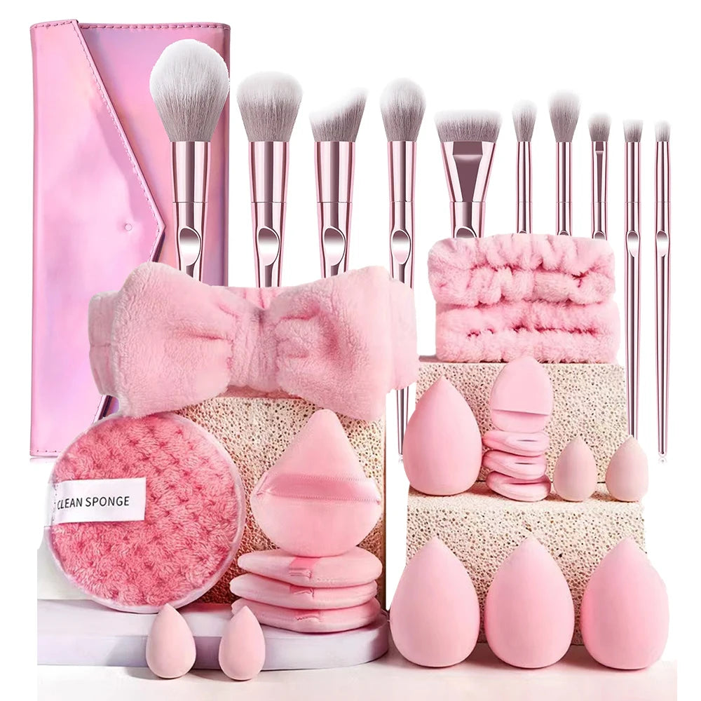 Pink Makeup Brush & Sponge Gift Set – 20 or 31 Pieces Makeup Brush Set QXL 31pcs pink
