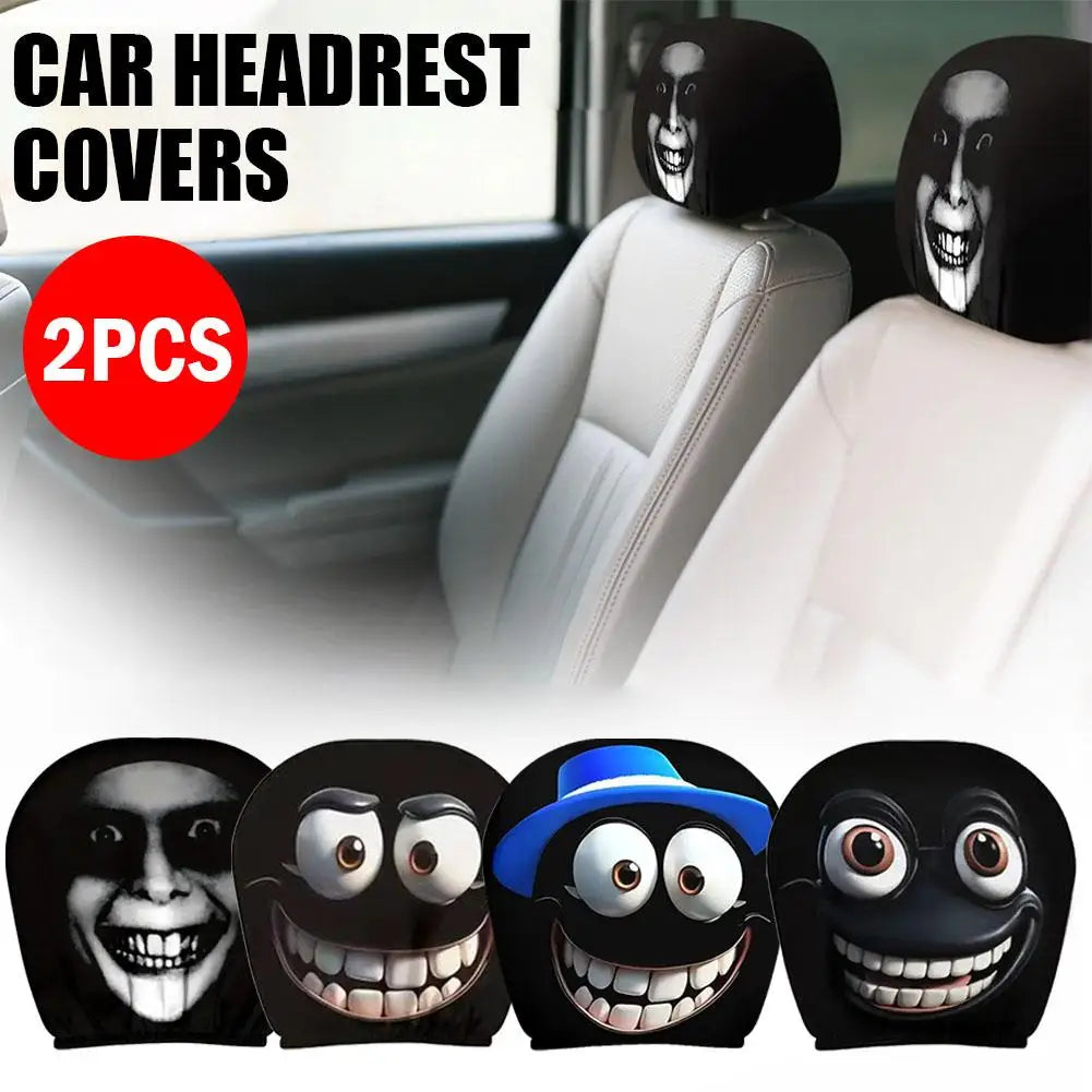 Horror Face Car Headrest Covers | 4-Pack Polyester Cushion Set Car Headrest Cover QXL