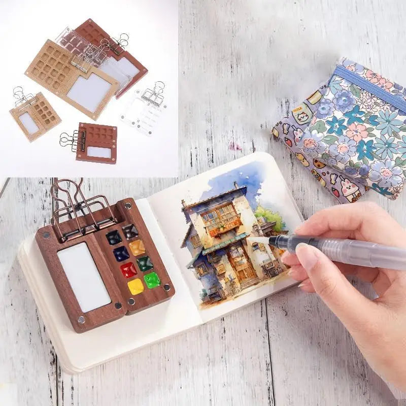 Mini Watercolor Palette Box – 8 & 15 Grid Leakproof Travel Watercolor Palette Box QXL
